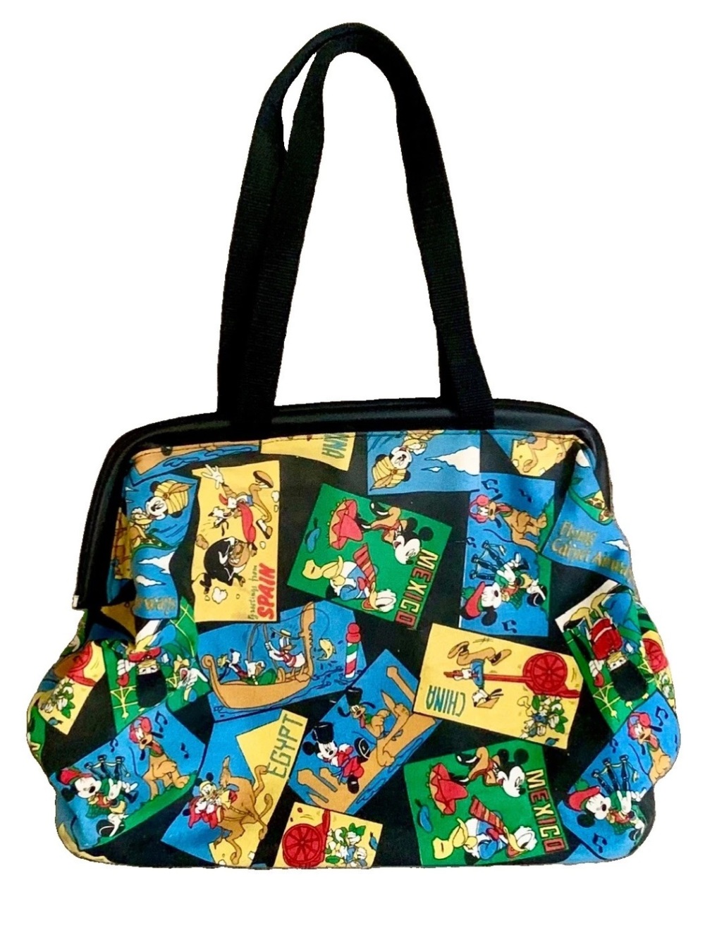 VTG DISNEY MICKEY UNLTD Canvas Tote Around The World Full Zip Insulated EZ Clean